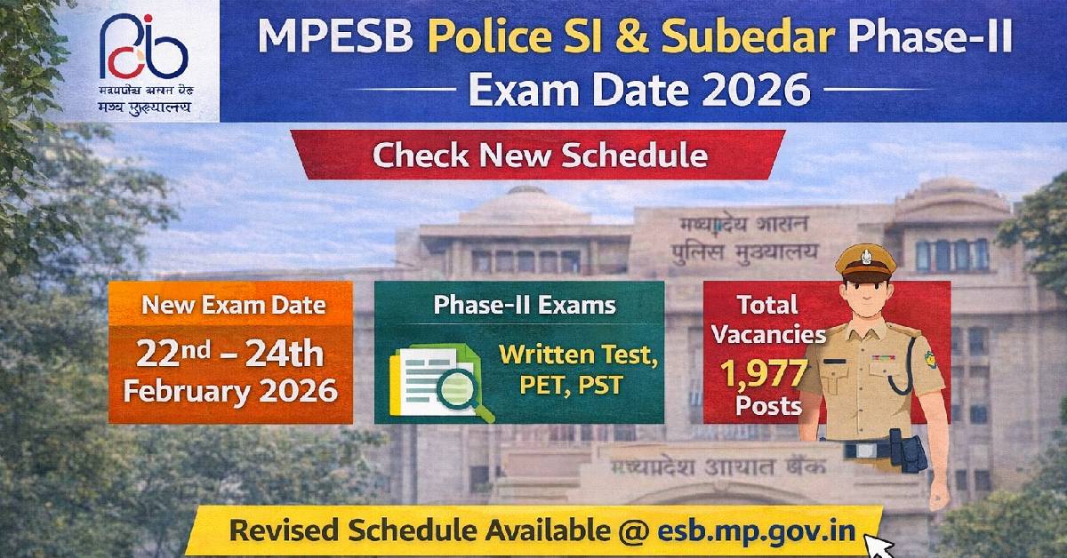 MPESB Police SI & Subedar Phase-II Exam Date 2026 – Check New Schedule